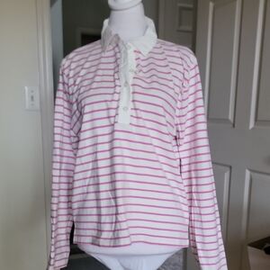 J Crew Striped Long Sleeve Polo Shirt